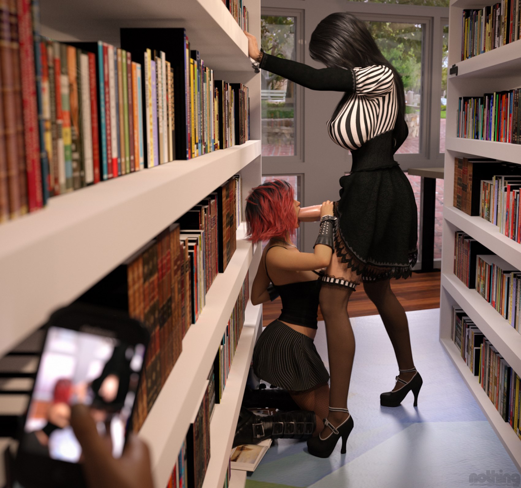 Shemale Library - Shemale monster cock sucked off in college library by Nothingmore â€¢ Free  Porn Comics