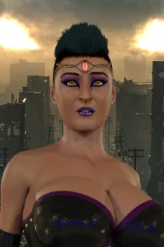 Apocalypse survivor concept, Ruins of a city. Apocalyptic landscape 3d render , 3d illustration concept