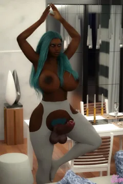 Black Futanari chilling at home (4)