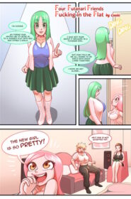 Four Futanari Friends Fucking in the Flat